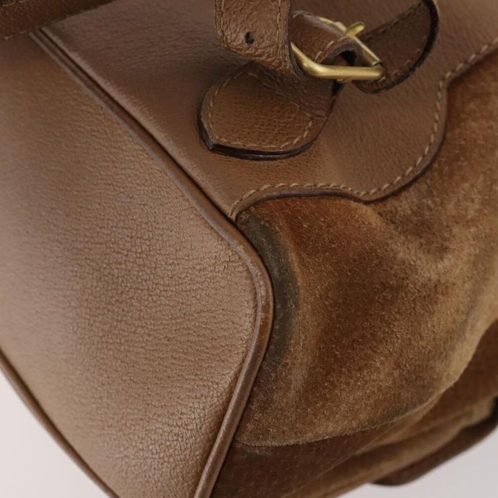 Gucci Vintage Bamboo Backpack Suede And Leather Brown Suede Backpack Bag - Picture 10 of 16
